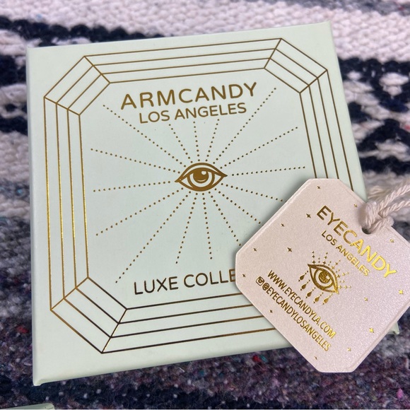 Armcandy Gold Tone Brass Moon Amazonite Bracelet Set of 2 in Box - Picture 10 of 10